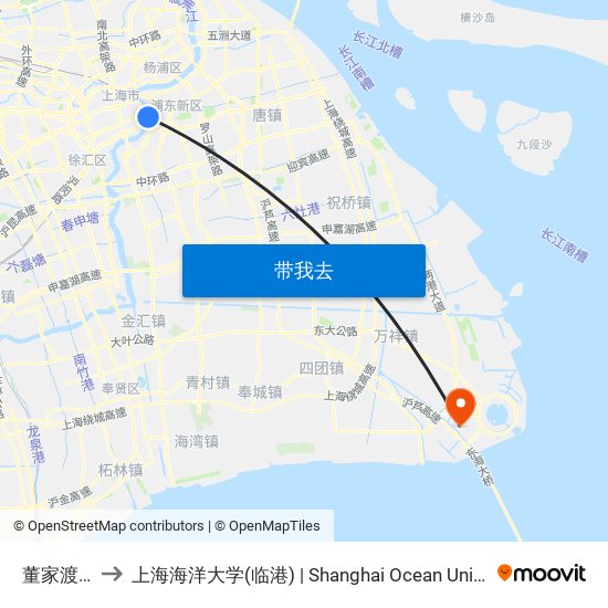 董家渡渡口 to 上海海洋大学(临港) | Shanghai Ocean University(Lingang) map