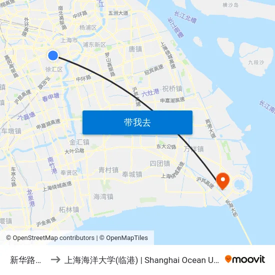 新华路番禺路 to 上海海洋大学(临港) | Shanghai Ocean University(Lingang) map