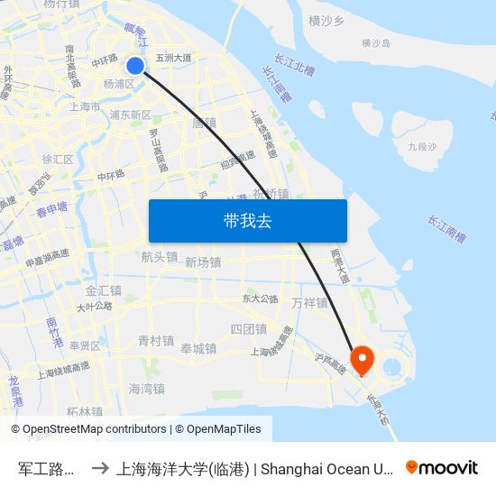 军工路控江路 to 上海海洋大学(临港) | Shanghai Ocean University(Lingang) map