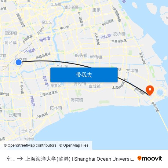 车墩 to 上海海洋大学(临港) | Shanghai Ocean University(Lingang) map