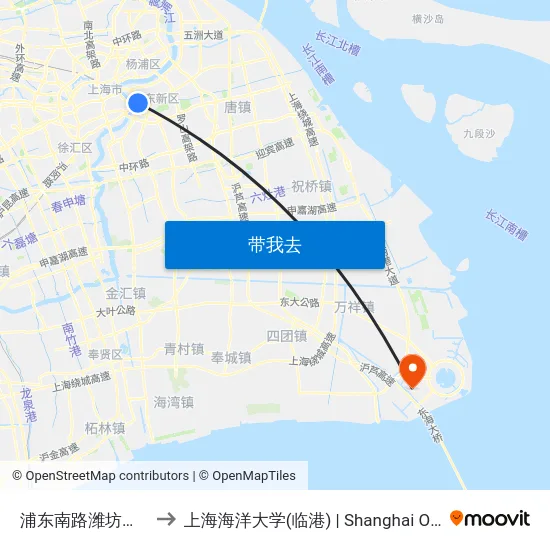 浦东南路潍坊路(第一八佰伴) to 上海海洋大学(临港) | Shanghai Ocean University(Lingang) map