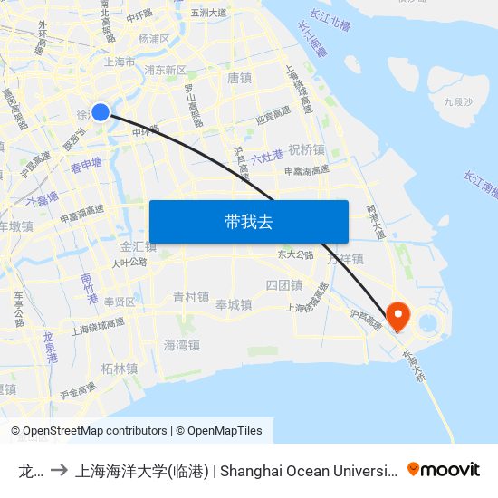 龙华 to 上海海洋大学(临港) | Shanghai Ocean University(Lingang) map