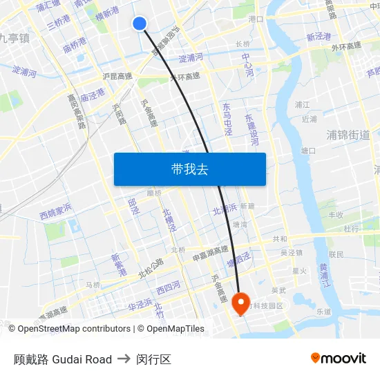 顾戴路 Gudai Road to 闵行区 map