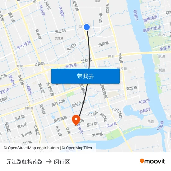 元江路虹梅南路 to 闵行区 map