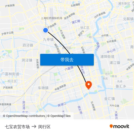 七宝农贸市场 to 闵行区 map