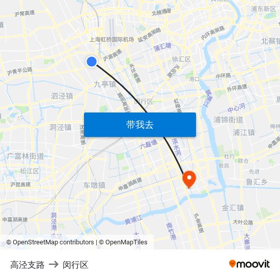 高泾支路 to 闵行区 map