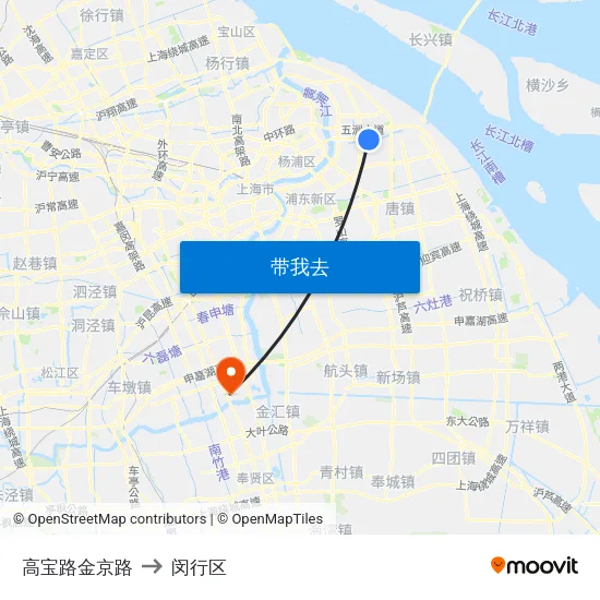 高宝路金京路 to 闵行区 map