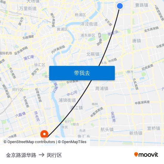 金京路源华路 to 闵行区 map