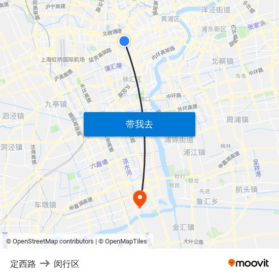 定西路 to 闵行区 map