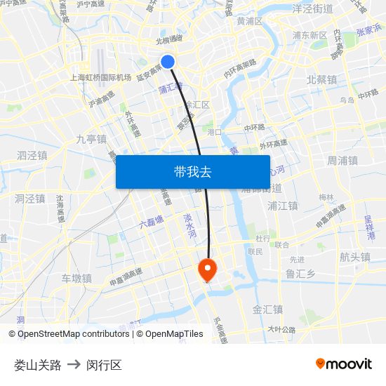 娄山关路 to 闵行区 map