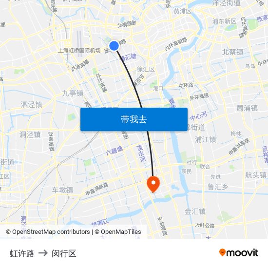 虹许路 to 闵行区 map