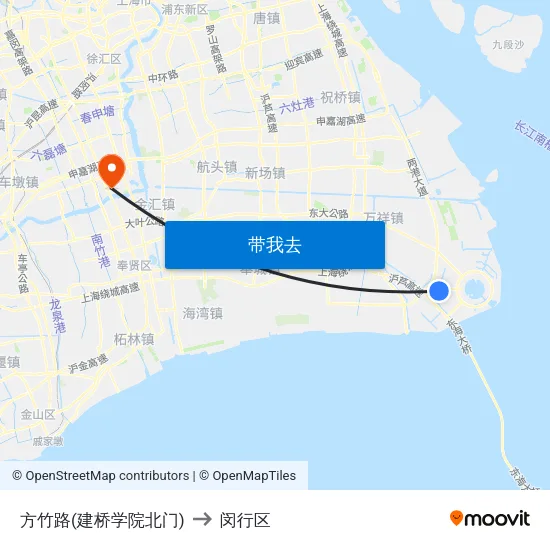 方竹路(建桥学院北门) to 闵行区 map