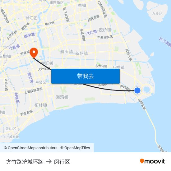 方竹路沪城环路 to 闵行区 map