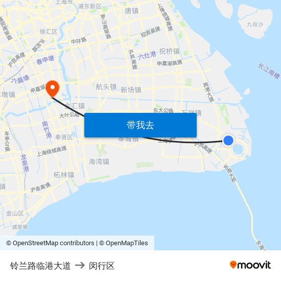 铃兰路临港大道 to 闵行区 map