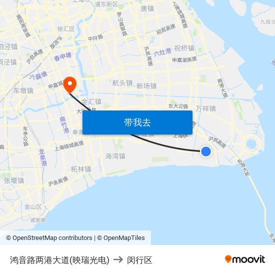 鸿音路两港大道(映瑞光电) to 闵行区 map