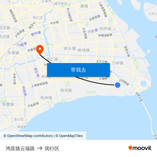 鸿音路云瑞路 to 闵行区 map