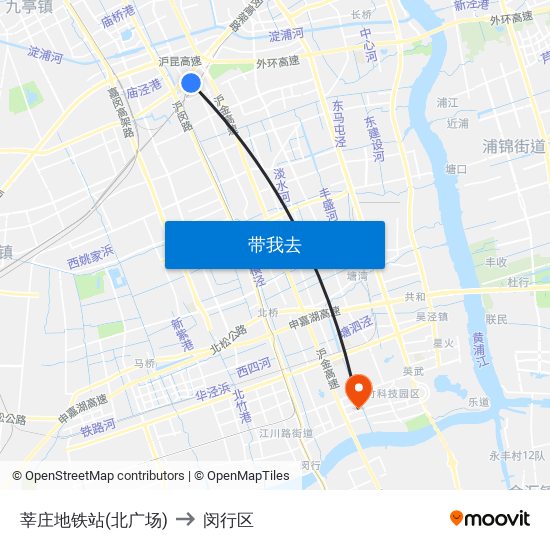 莘庄地铁站(北广场) to 闵行区 map