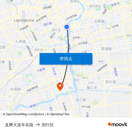 龙腾大道丰谷路 to 闵行区 map