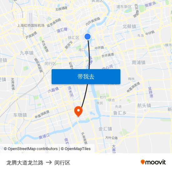 龙腾大道龙兰路 to 闵行区 map
