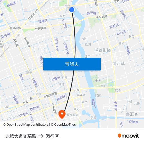 龙腾大道龙瑞路 to 闵行区 map