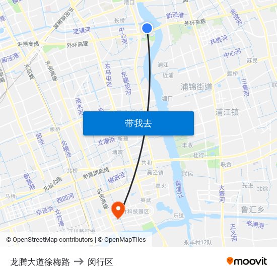 龙腾大道徐梅路 to 闵行区 map