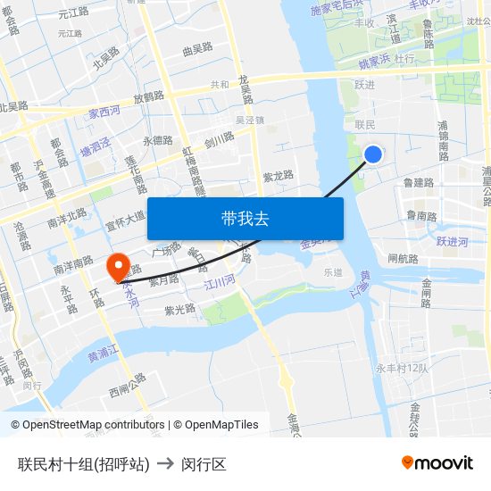 联民村十组(招呼站) to 闵行区 map
