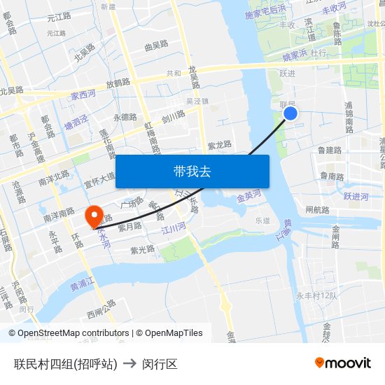 联民村四组(招呼站) to 闵行区 map