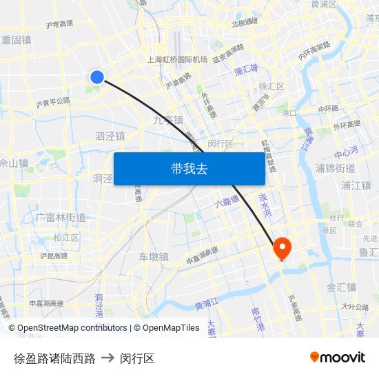 徐盈路诸陆西路 to 闵行区 map