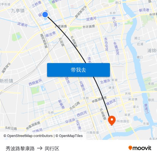 秀波路黎康路 to 闵行区 map