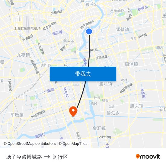 塘子泾路博城路 to 闵行区 map