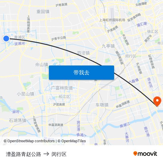 漕盈路青赵公路 to 闵行区 map