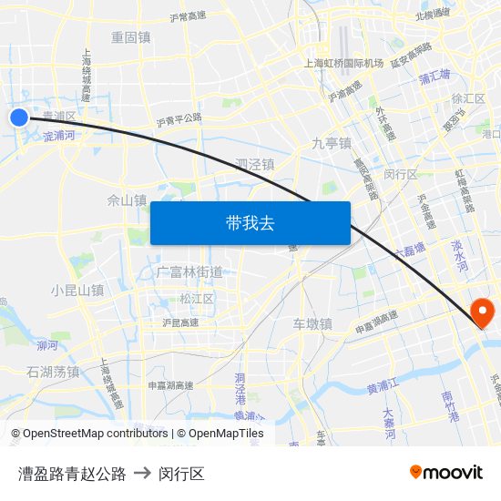 漕盈路青赵公路 to 闵行区 map