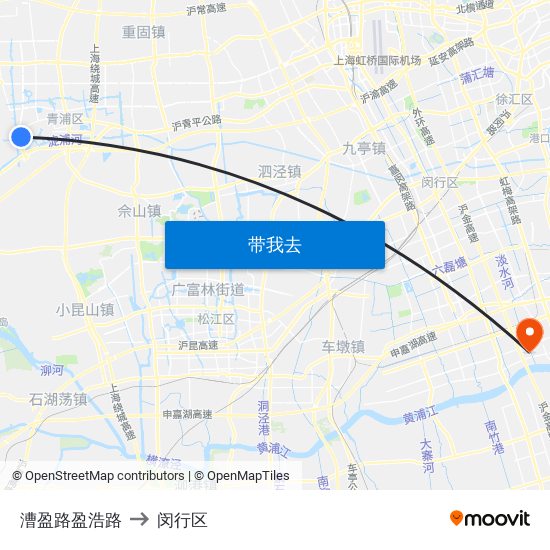 漕盈路盈浩路 to 闵行区 map