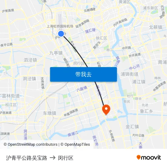 沪青平公路吴宝路 to 闵行区 map