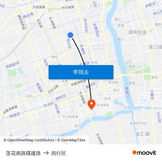 莲花南路曙建路 to 闵行区 map