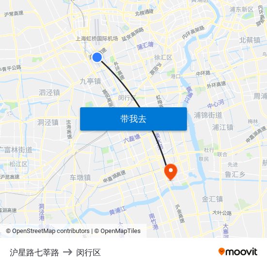 沪星路七莘路 to 闵行区 map