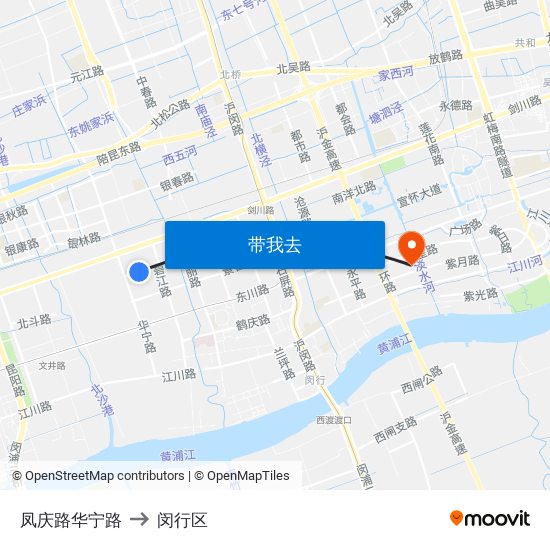 凤庆路华宁路 to 闵行区 map