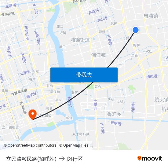 立民路粒民路(招呼站) to 闵行区 map