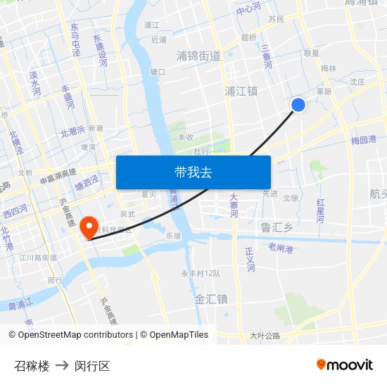 召稼楼 to 闵行区 map