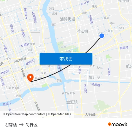 召稼楼 to 闵行区 map