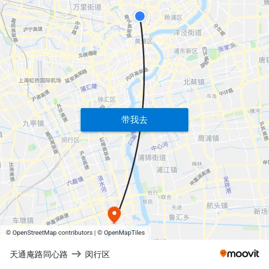 天通庵路同心路 to 闵行区 map