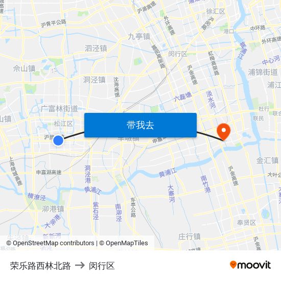 荣乐路西林北路 to 闵行区 map