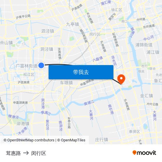 茸惠路 to 闵行区 map