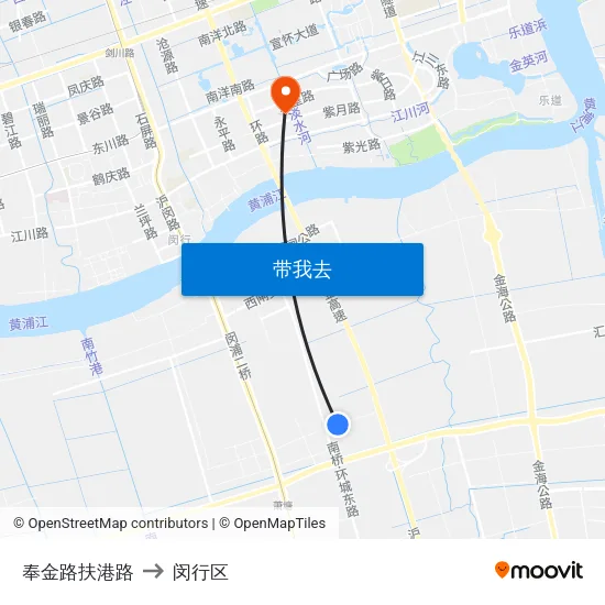奉金路扶港路 to 闵行区 map