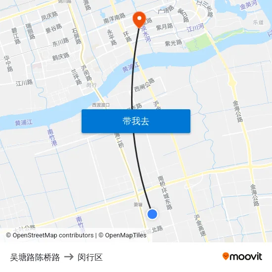 吴塘路陈桥路 to 闵行区 map