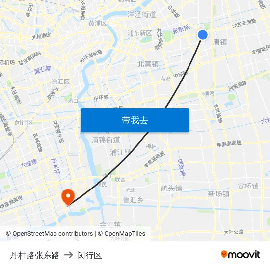 丹桂路张东路 to 闵行区 map