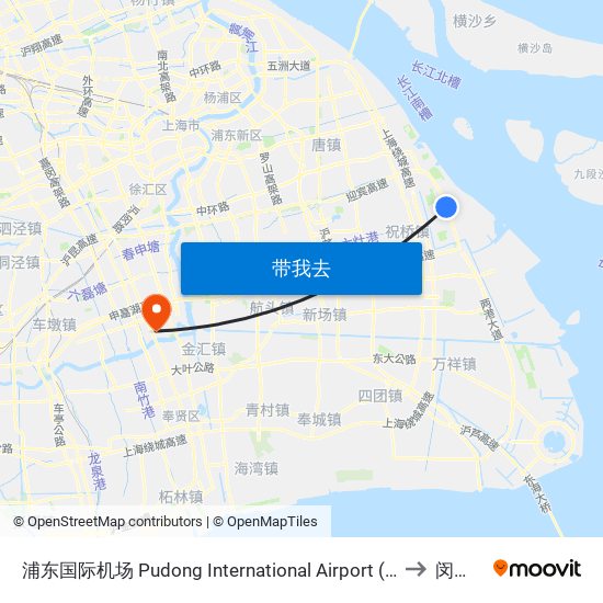浦东国际机场 Pudong International Airport (Maglev) to 闵行区 map