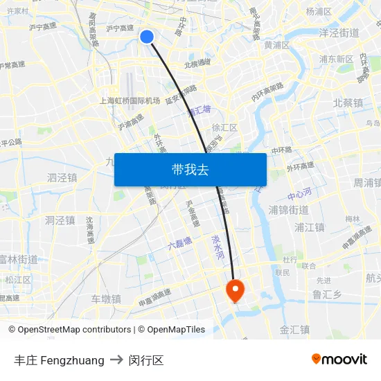丰庄 Fengzhuang to 闵行区 map
