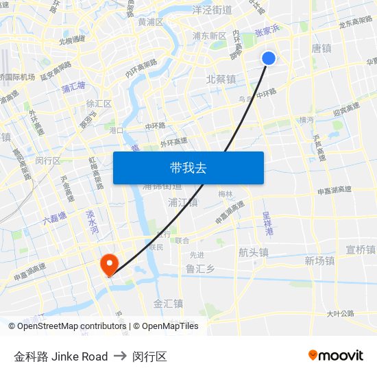 金科路 Jinke Road to 闵行区 map
