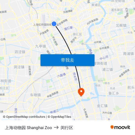 上海动物园 Shanghai Zoo to 闵行区 map